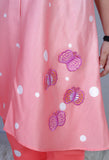 Peach polka Bow kurta with pants