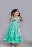 Sea Green Tie Up Dress with embroidery