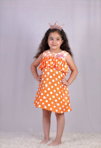 Orange Day Dress with embroidery