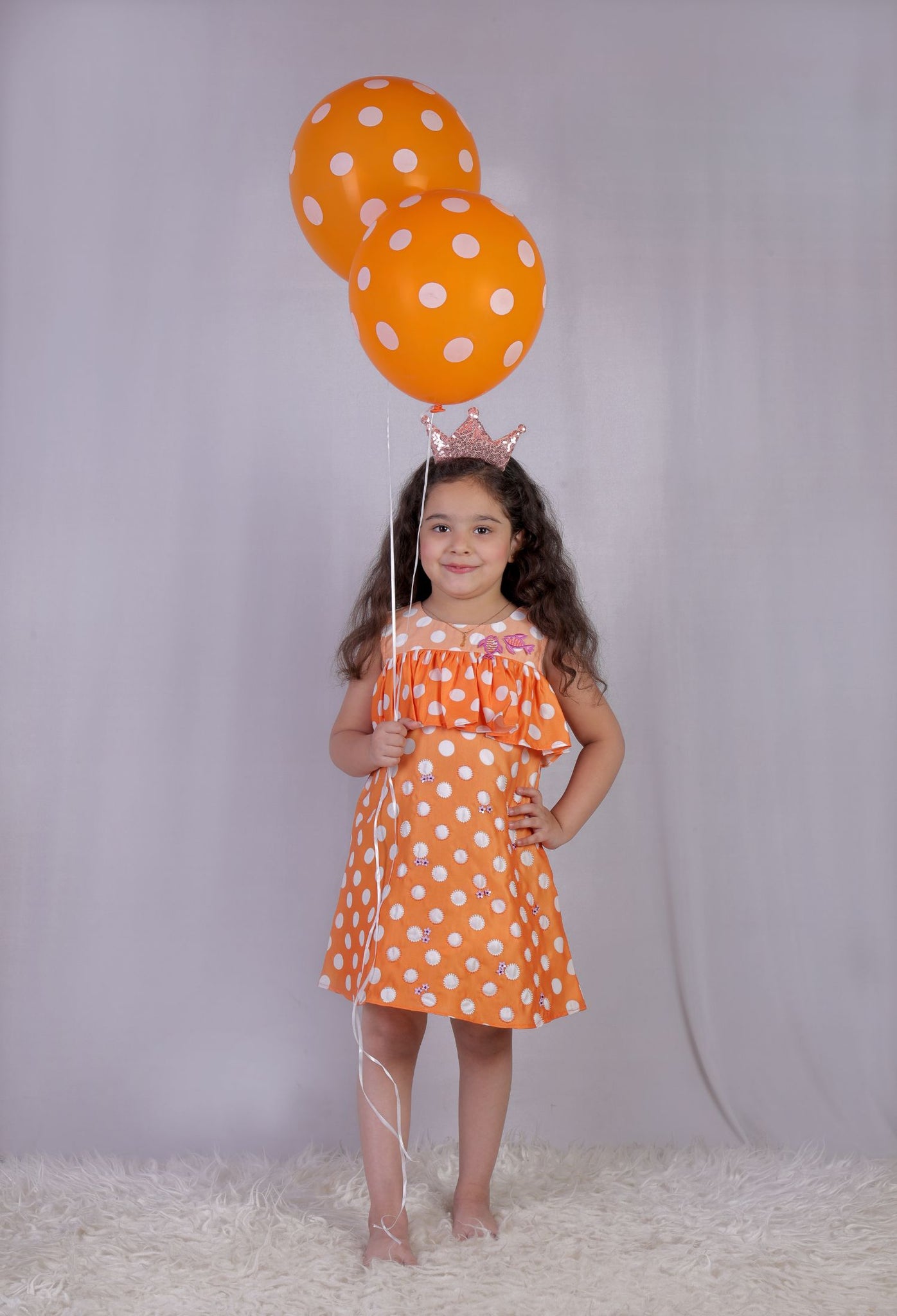 Orange Day Dress with embroidery