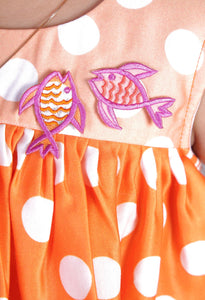 Orange Day Dress with embroidery