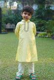 Lemon Mirror Work Kurta Set