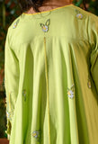 VIVIANA - Embroidered Vortex Green Angrakha Kurti Pants