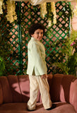 AFNA - Pastel Green Blazer Paired With Vegan Silk Trouser Set