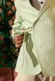 AFNA - Pastel Green Blazer Paired With Vegan Silk Trouser Set