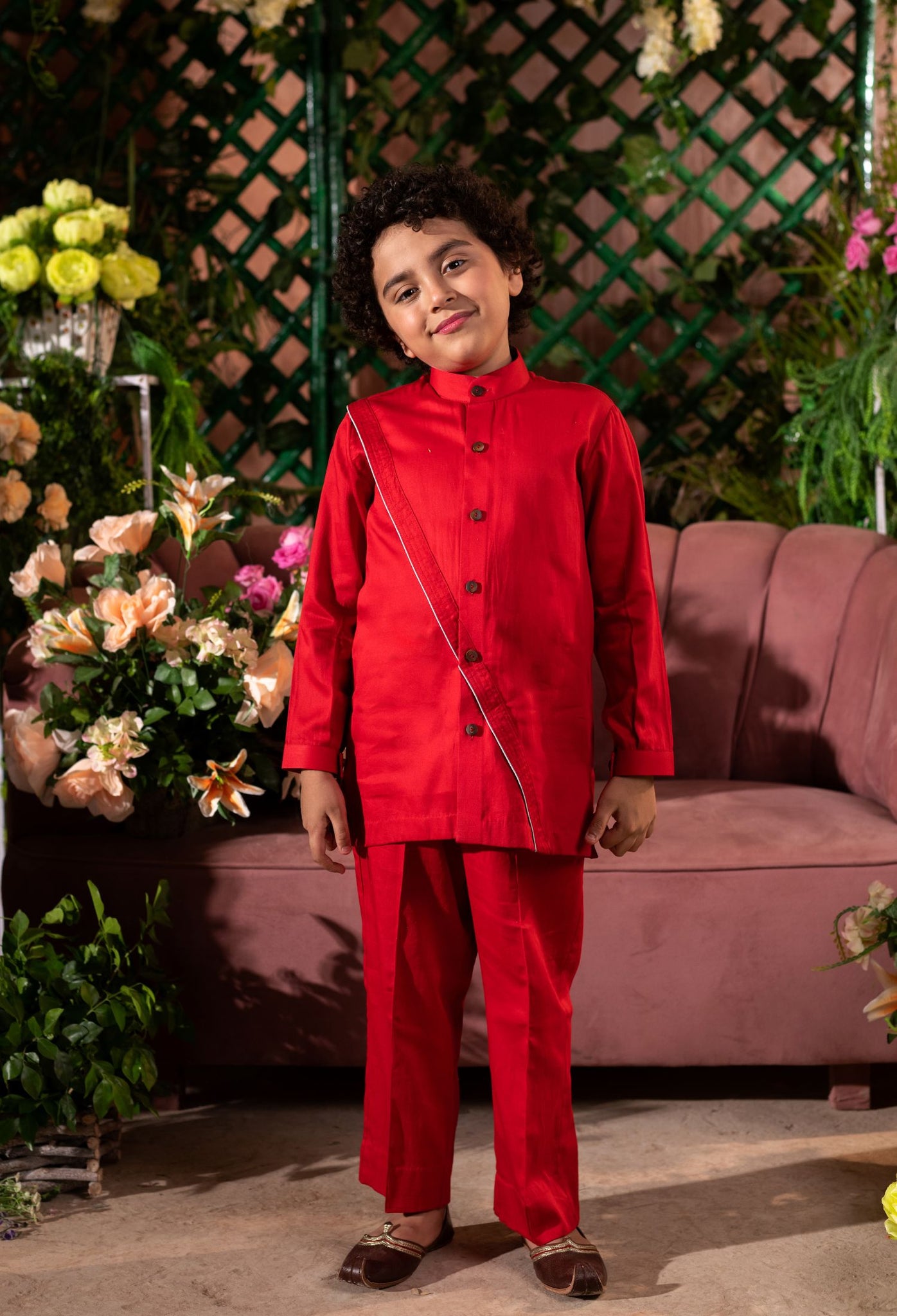 FARNBAG - Red Long Shirt & Trouser Set