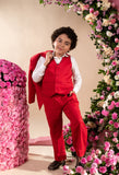 IDUM - Red Blazer Paired With Waistcoat & Trouser Set