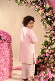 FARROKH - Embroidered Pink Achkan Paired With Matching Kurta  &  Trouser Set