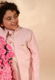 FARROKH - Embroidered Pink Achkan Paired With Matching Kurta  &  Trouser Set