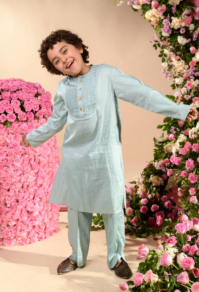 Buy Ishin Cotton Blue & Off White Kurta Trouser Set Dupatta for Women¿s  Online @ Tata CLiQ