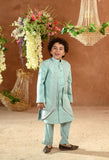 Maherwan Embroidered  Blue Achkan Trouser Set