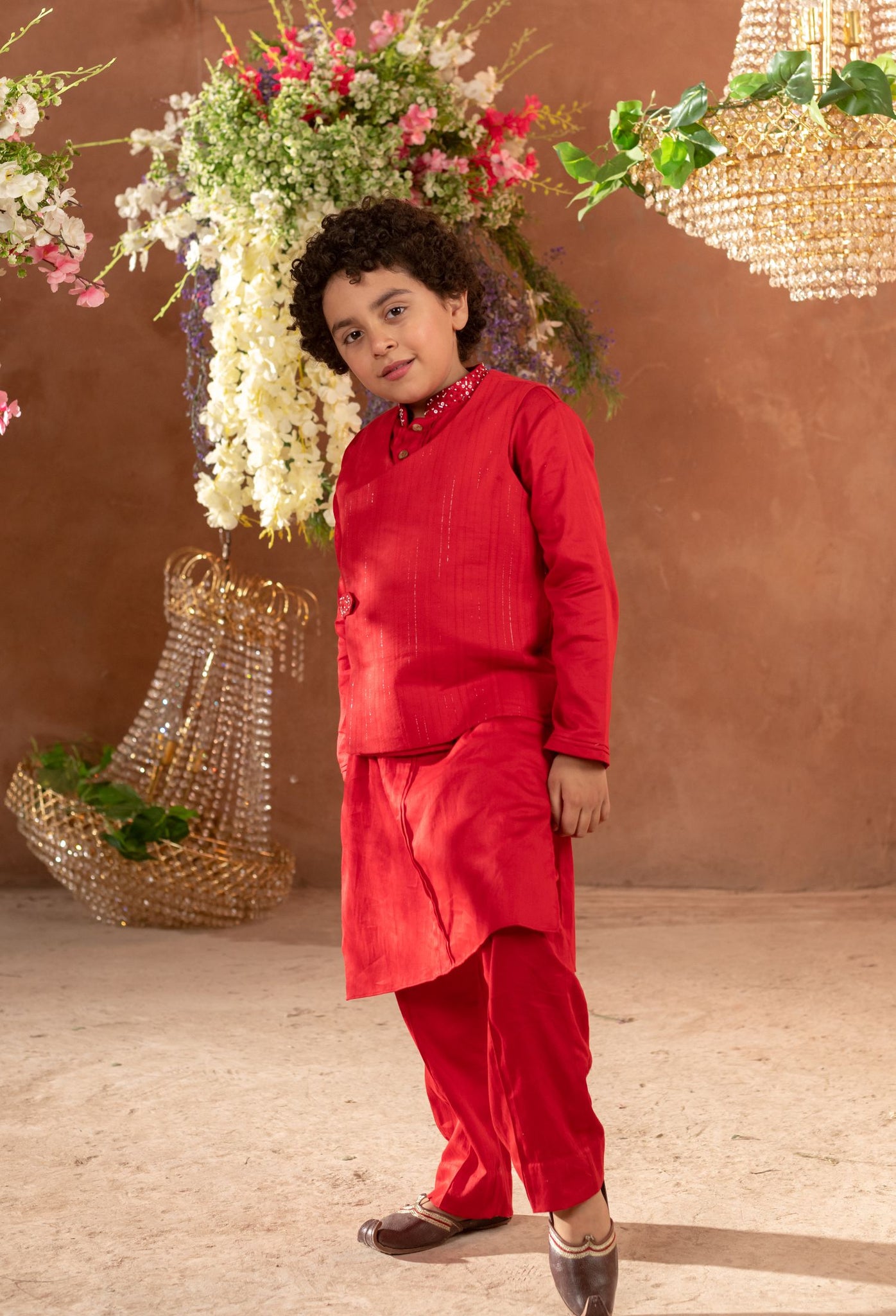 KIAN - Embroidered Nehru Jacket And Vegan Silk Kurta Trouser Set