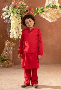 KIAN - Embroidered Nehru Jacket And Vegan Silk Kurta Trouser Set