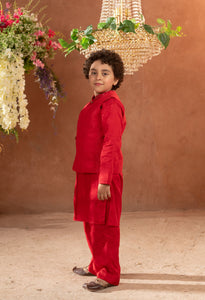 KIAN - Embroidered Nehru Jacket And Vegan Silk Kurta Trouser Set