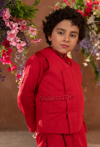 KIAN - Embroidered Nehru Jacket And Vegan Silk Kurta Trouser Set