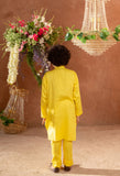 HVAR -Drap German Satin Yellow Kurta Trouser