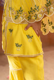 DILKHUSH- Embroidered Vortex Yellow Sharara Cape Set Of 4