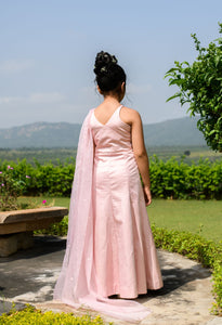 DELILAH - Embroidered German Satin Pink Gown