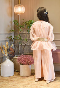 Peach Jumpsuit and Cape for Girls