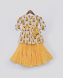 Yellow Print Kurti Sharara