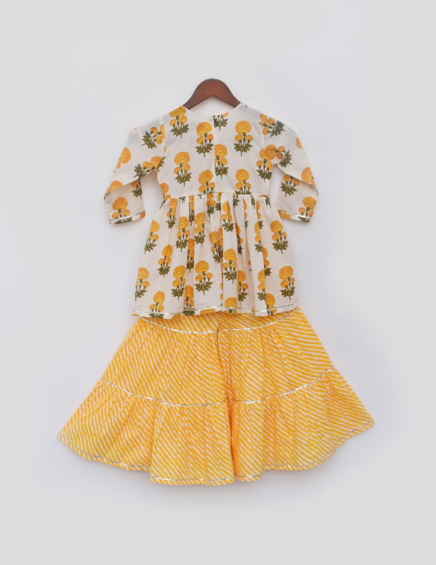 Yellow Print Kurti Sharara