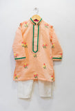 Peach Floral Embroidered Kurta