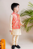 Orange Ikkat Nehru Set