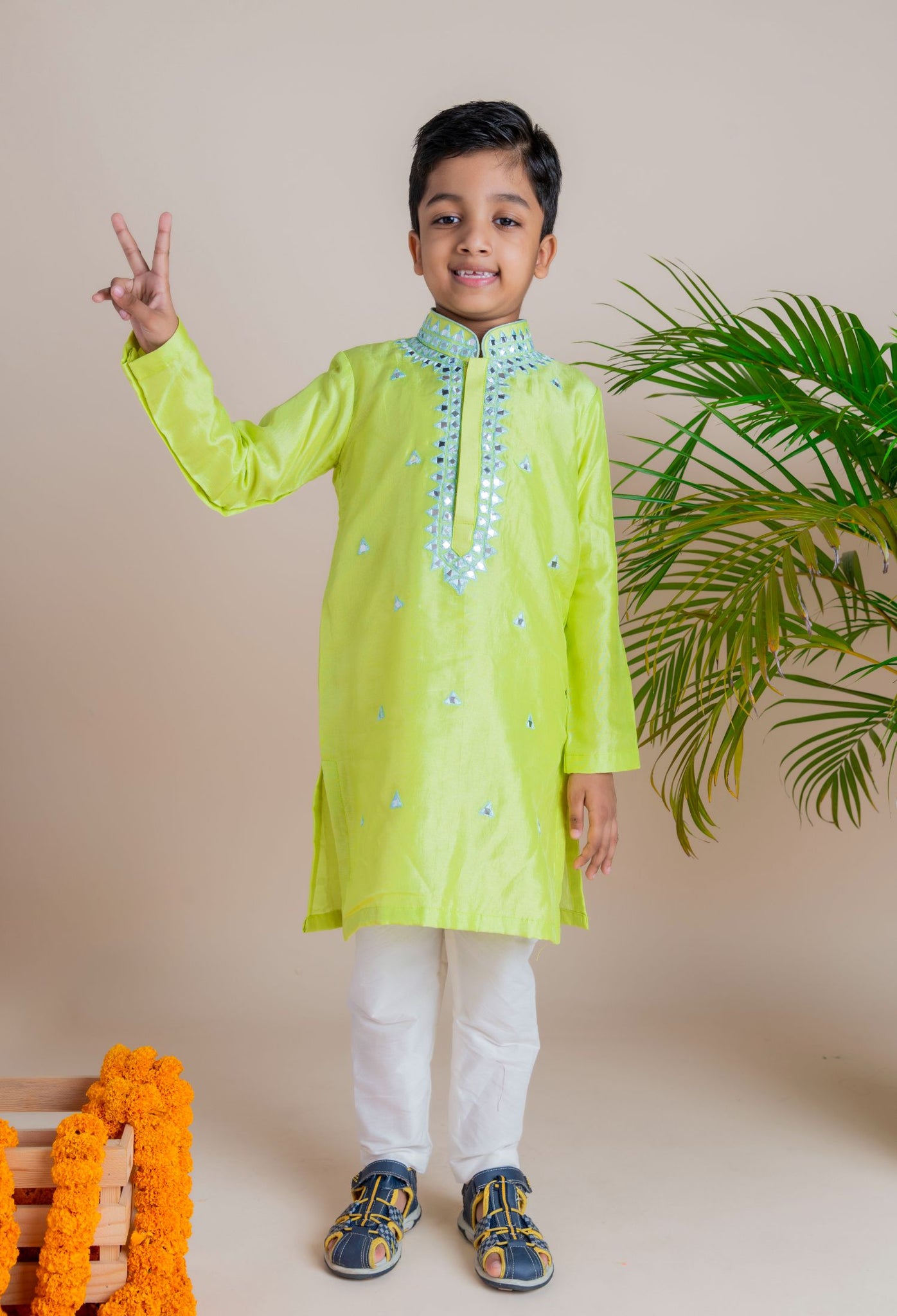 Green Mirror Kurta Churidaar