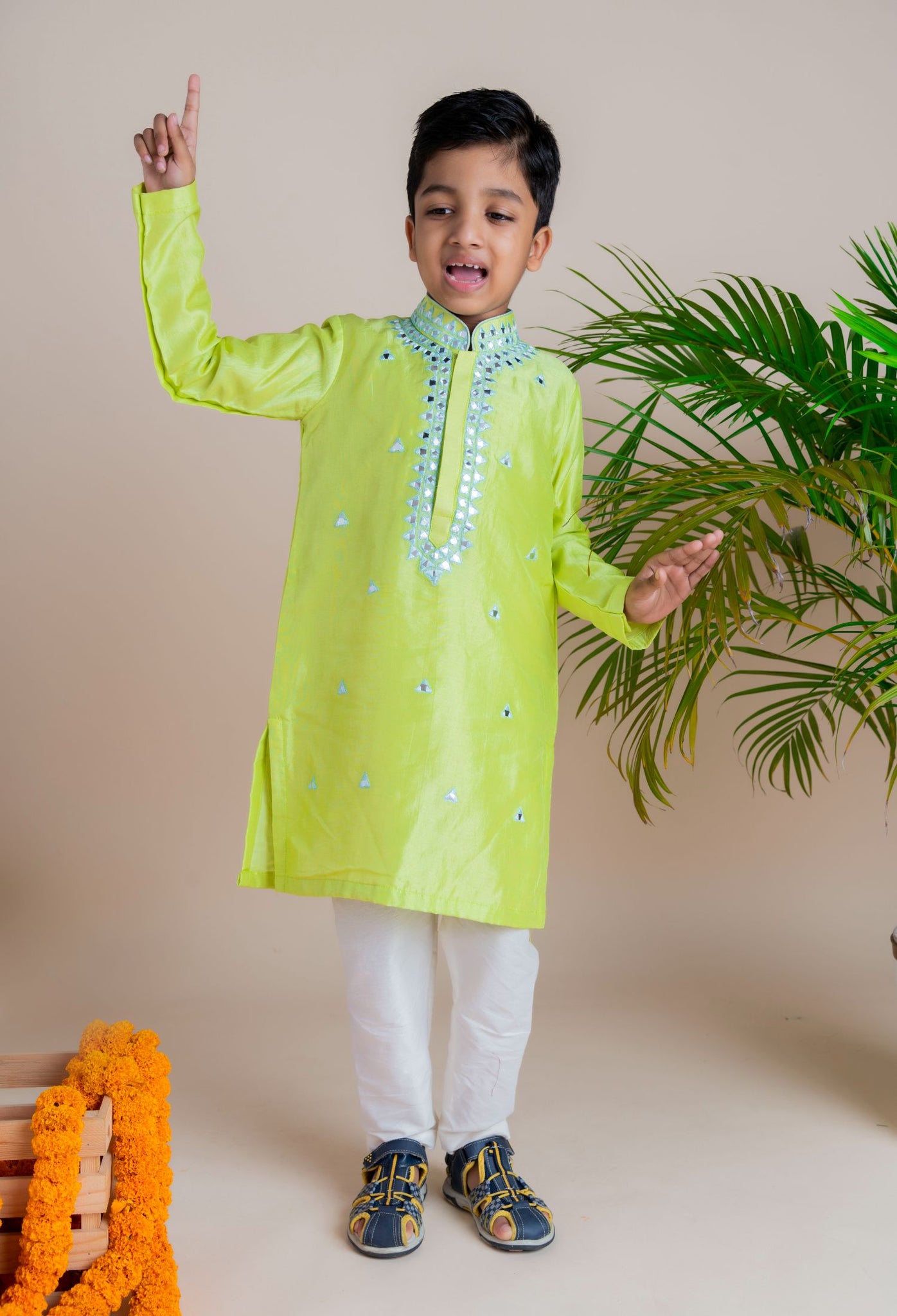 Green Mirror Kurta Churidaar