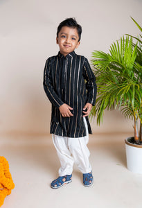 Black Sequins Kurta Patiala