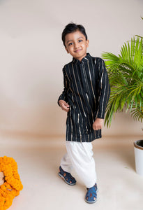 Black Sequins Kurta Patiala