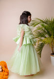 Green Sequins Ruffle Ghagra