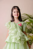 Green Sequins Ruffle Ghagra