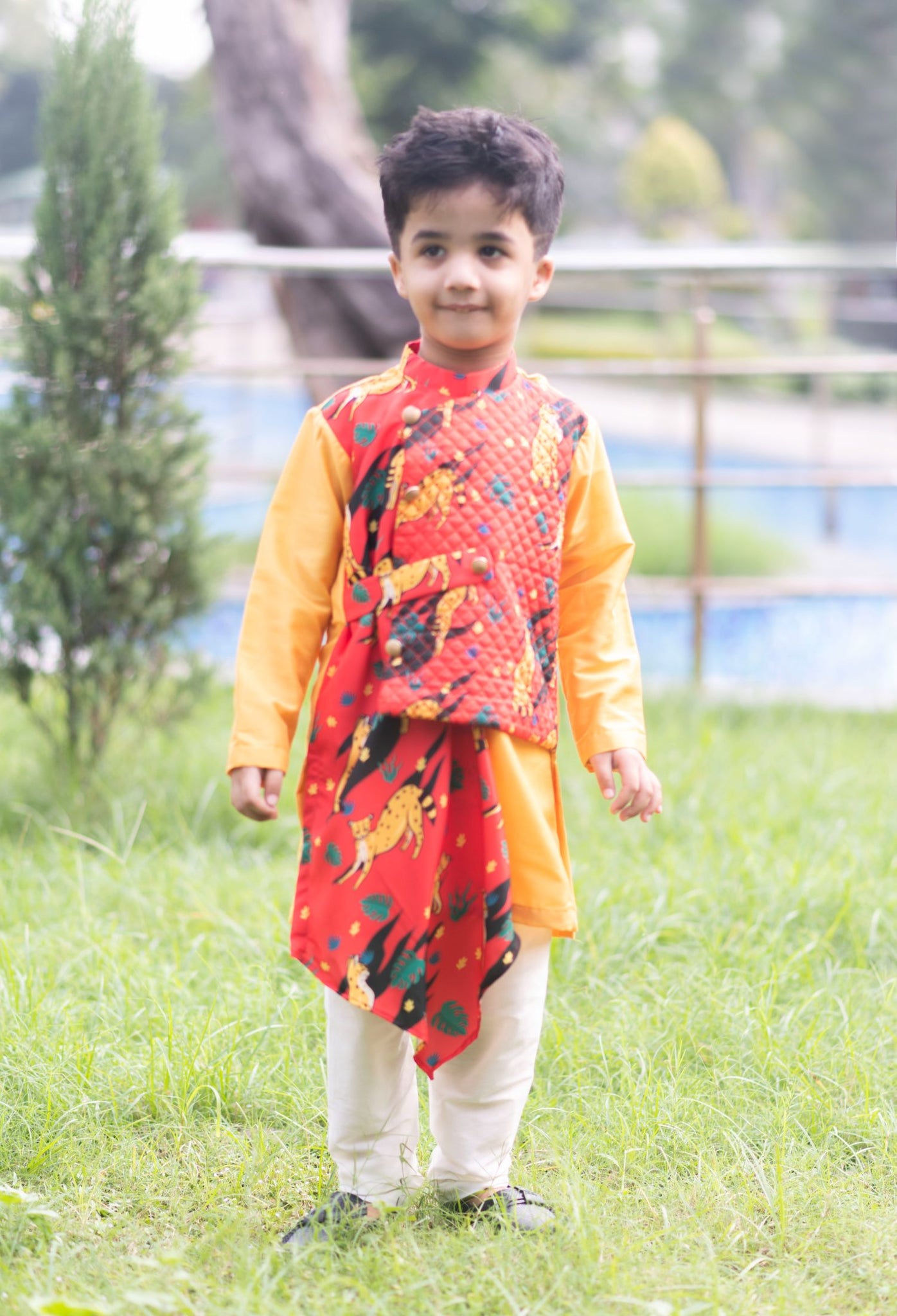 Leopard Drape Kurta