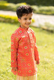 Orange Ikkat Kurta Patiala