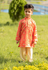 Orange Ikkat Kurta Patiala