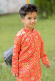 Orange Ikkat Kurta Patiala