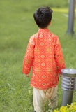 Orange Ikkat Kurta Patiala