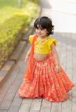 Orange Ikkat Ghagra Set