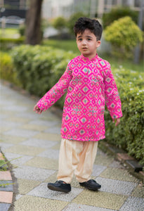 Pink Ikkat Kurta Patiala