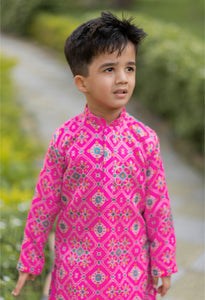 Pink Ikkat Kurta Patiala