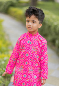 Pink Ikkat Kurta Patiala