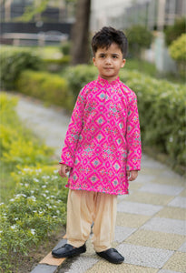 Pink Ikkat Kurta Patiala