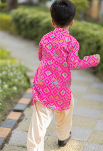 Pink Ikkat Kurta Patiala