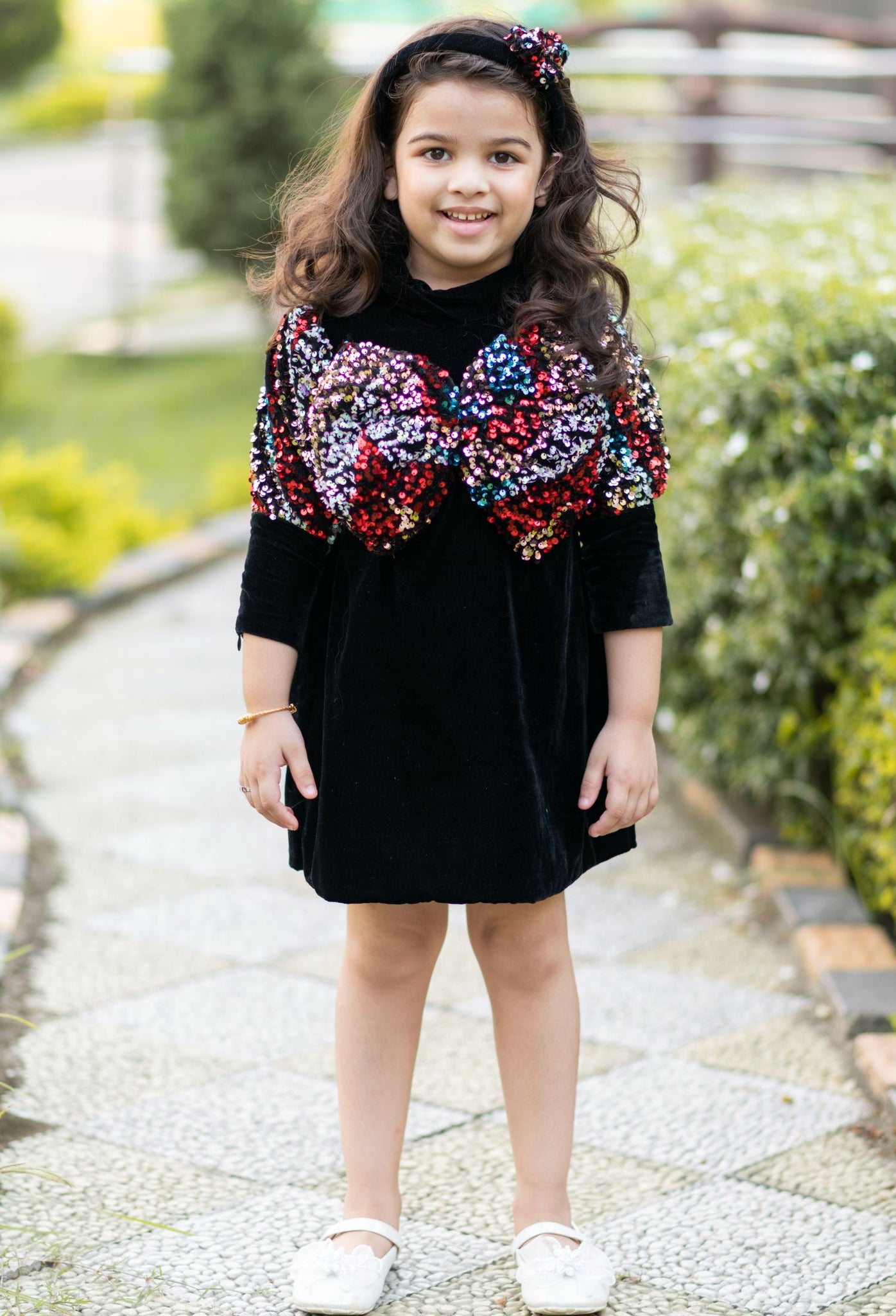 Black Velvet Sequins Dress