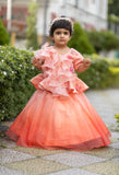 Peach Ruffle Organza Ghagra