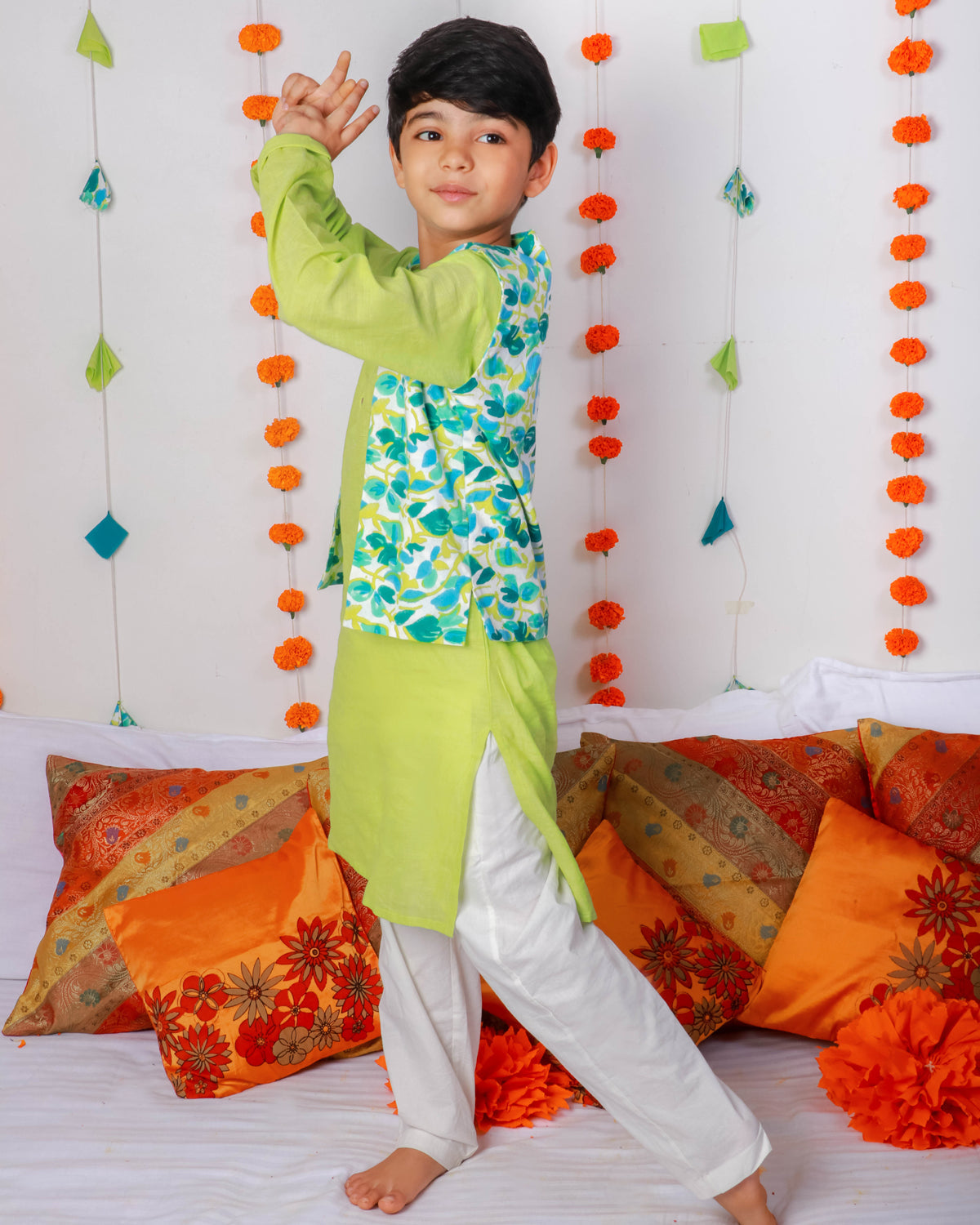 Nimbu Kurta with Pyjama & Gul Casual Jacket