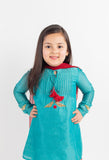 Teal Pintucks Kurta Set