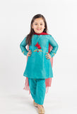 Teal Pintucks Kurta Set