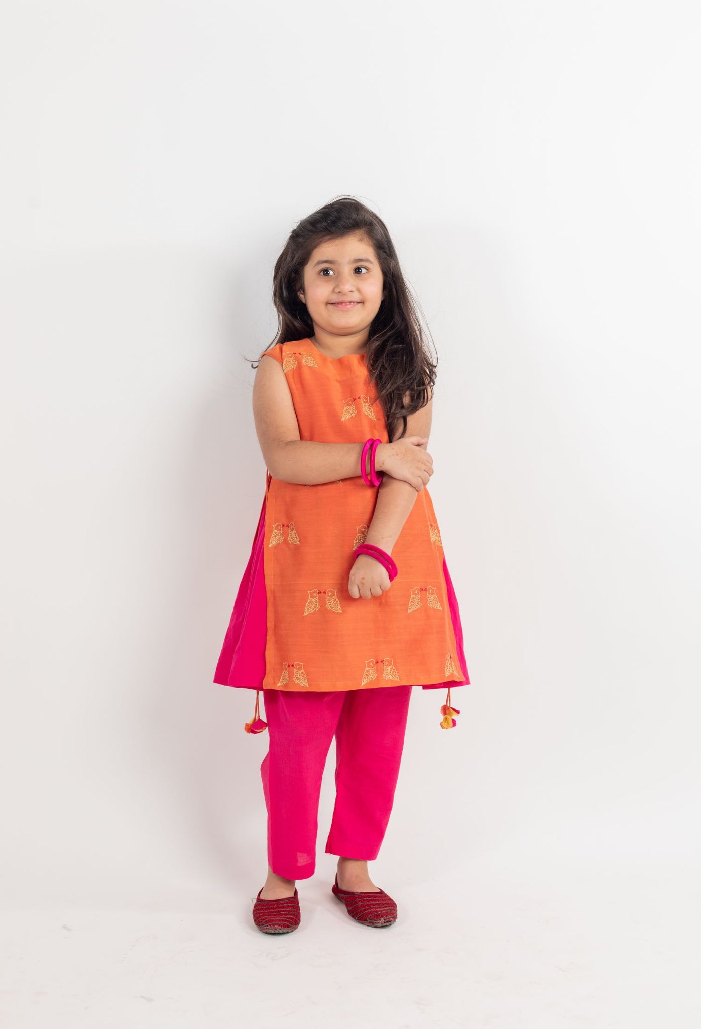 Rust Pink Embroidered Kurta Set